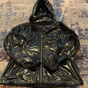 Calvin Klein green metallic performance windbreaker medium womens